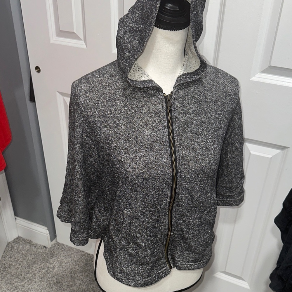 Elegant Gray Women's Hooded Cape